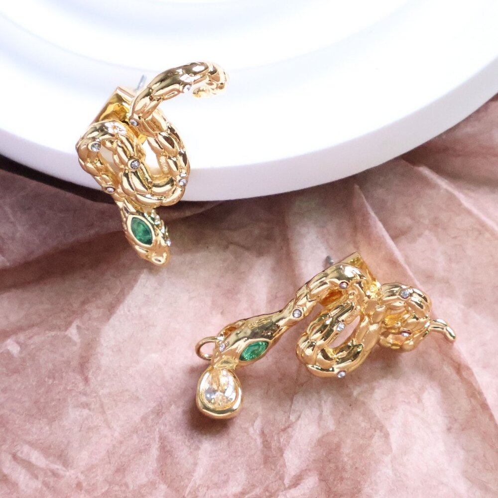 Alexis Bittar Gold Emerald Snake Earrings